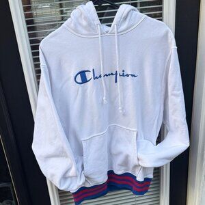Champion Vintage 90’s hooded sweatshirt with ribbed hem & cuffs (Size: Med)(EUC)